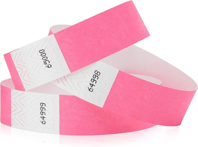 1,000 WristCo Neon Pink Tyvek Wristbands for Events - Tamper-Proof Design & Fluorescent Color Prevent Reuse Premium-Grade Bracelets for Hospital & Medical ID, Party & VIP Identification
