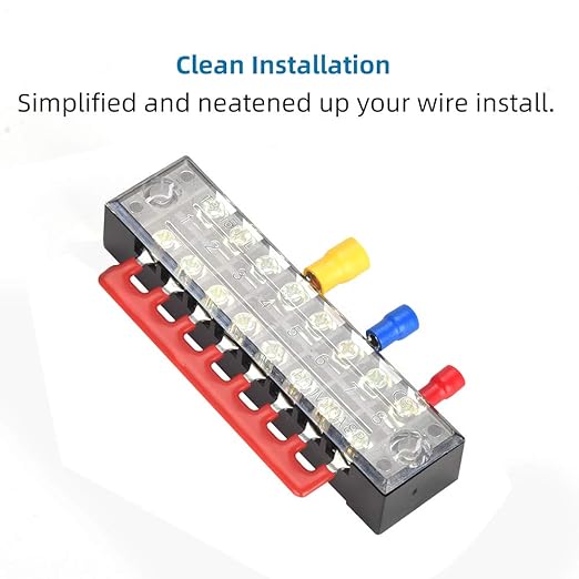 73Pcs(6Sets) Terminal Block Set, 6Pcs 8 Positions 600V 15A Dual Row Screw Terminal Strip Block + 6Pcs Pre-Insulated Terminals Barrier Strip + 60Pcs Insulated Fork Wire Connector by CGele…