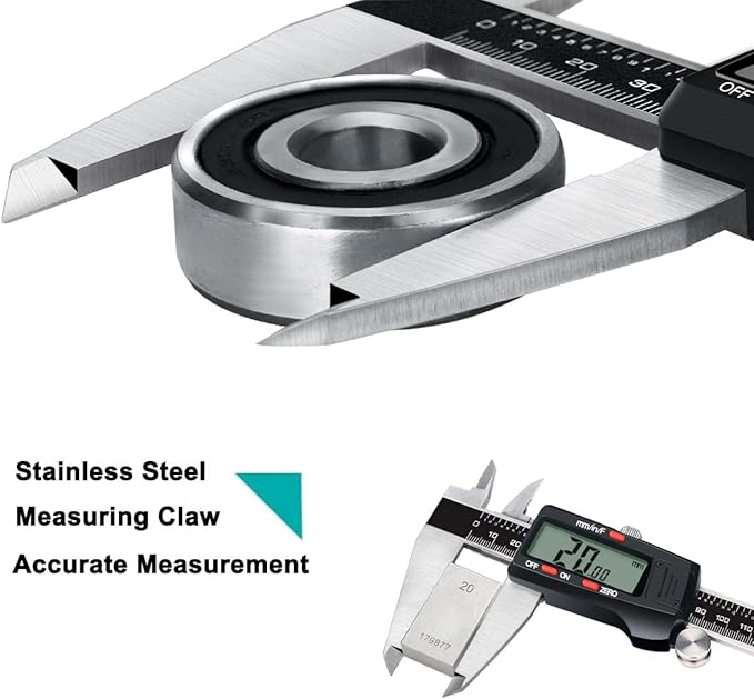Kynup Micrometer Caliper Tool, 12Inch Digital Caliper, Vernier Caliper with Stainless Steel, Large LCD Screen, Auto - Off Feature, Inch Metric Fraction Conversion