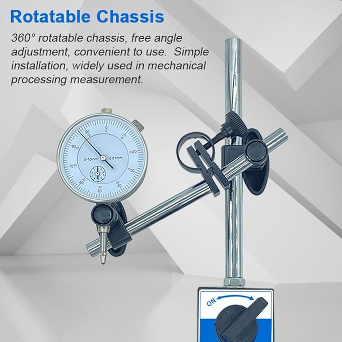 Electronic Digital Dial Indicator with Magnetic Base Holder Fine Adjustable Long Arm 0-1" / 25.4mm Inch/Metric Conversion Professional Gauge 0.01mm/0.001"
