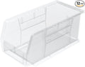 Akro-Mils 30230 AkroBins Plastic Storage Bins, Space-Saving Stackable Bins for Garage, Pantry, Craft Organization, 11-" x 5-" x 5-", Clear, 12-Pack