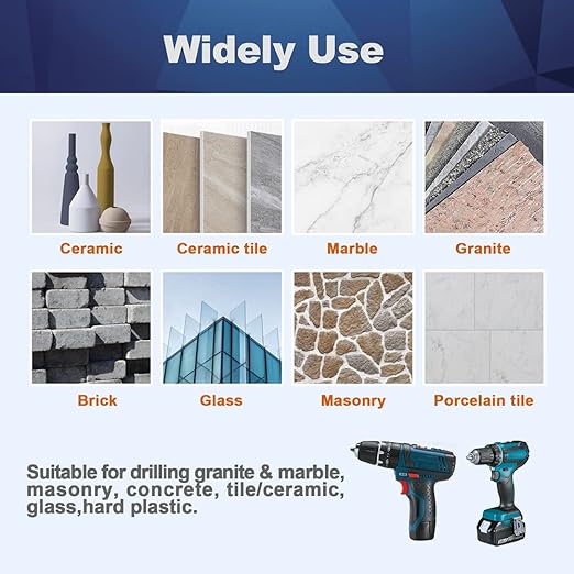 Dry Diamond Core Drill Bit Set,BRSCHNITT 2 4/7 Inch (65mm) Diamond Hole Saw Core Drill Bit with Triangle Shank for Porcelain Tile Ceramic Stone Granite Marble