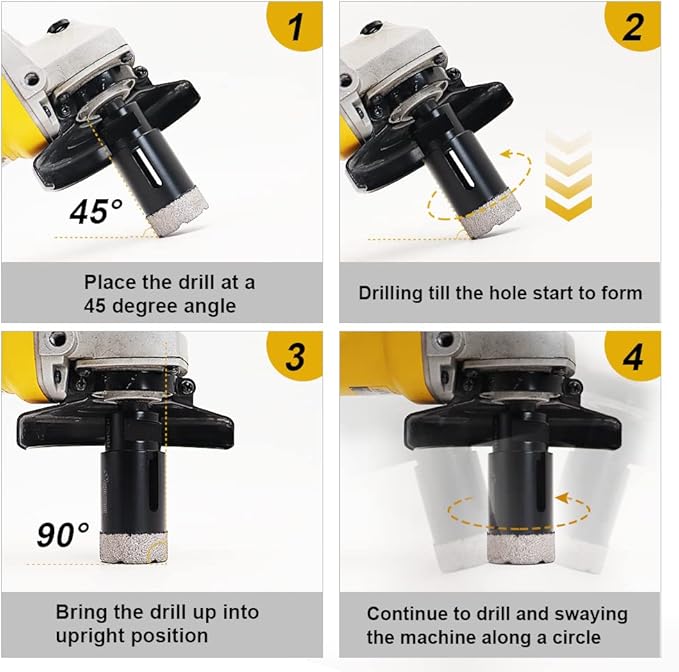 SHDIATOOL Diamond Drill Core Bits Set for Porcelain Hole Saw Cutter for Tile Marble Ceramic Granite Bricks Used for Angle Grinder Hand Drill Kit 5/8 inch-11 13pieces