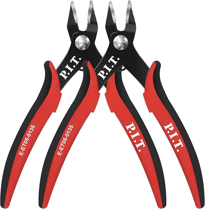 P.I.T. 2 Pack Micro Wire Cutters, 5.5'' Precision Electronics Flush Cutters with TPU Handle, Spring Loaded Wire Cutters for Crafting, Electronics, Jewelry Making