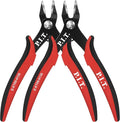 P.I.T. 2 Pack Micro Wire Cutters, 5.5'' Precision Electronics Flush Cutters with TPU Handle, Spring Loaded Wire Cutters for Crafting, Electronics, Jewelry Making