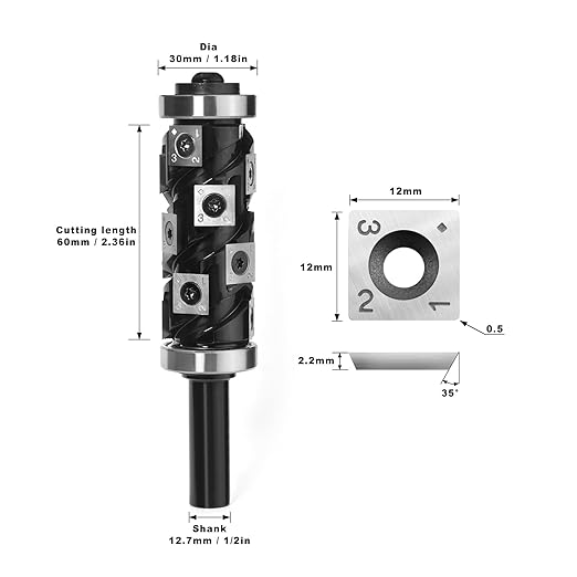 Findbuytool Carbide Heavy Duty Flush Trim Router Bit, 1/2" Shank, 30mm Cutting Diameter,Top & Bottom Bearings Insert Flush Trim Router Bit for Woodworking Trimming