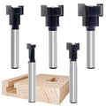 5pcs Keyhole Bit Set, 1/4-Inch Shank, 8.5-10.5-13.5-17.5-19.5mm Cut Diameter Keyhole Router Cutter Bit,for M5, M6, M8, M10, and M12 T-Track Slotting Milling Cutters