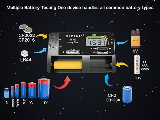 Battery Tester SL-049 - Professional Digital Battery Checker with LCD Display for Household AA, AAA, AAAA,C, D, 9V, Button Cells. Compact Design with Clear Power Level Indicator