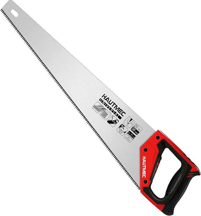 HAUTMEC 20-Inch Universal Hand Saw, Long Wood Saw with 8 TPI Triple-Ground Teeth, Low-Friction Blade & Ergonomic Handle, Pro Handsaw for Wood, Plywood, Plastic & Branch Cutting – HT0025