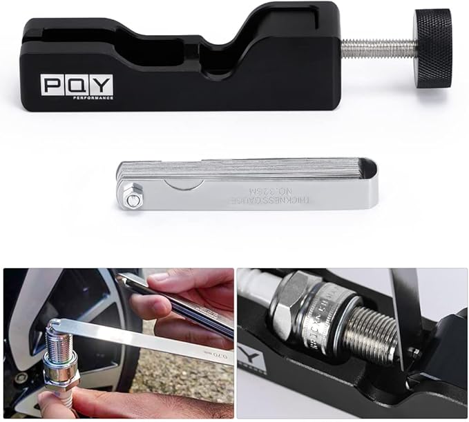 Universal Spark Plug Gap Tool with 32 Blades Steel Feeler Gauge for Most 10mm 12mm 14mm 16mm Spark Plugs Black