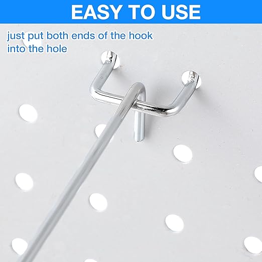 Moxweyeni 100 Pcs Pegboard Hooks Peg Board Organizer Accessories Holders Hanging Stainless Steel Display Wall Hooks for 1/8 and 1/4 Pegboard Wall for Garage Storage Tools(8 Inch)