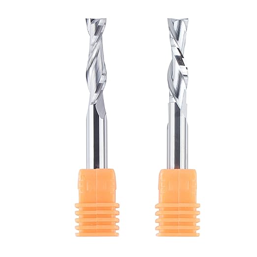 SYT Spiral Router Bits 1/4" Cutting Dia. with 1/4" Shank CNC Upcut End Mill & Downcut End Mill Engraver Carving 2-1/2 inch Long for Woodwork