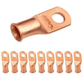 SELTERM 10pcs 1 AWG - 5/16" Stud - Battery Lugs, Heavy Duty Wire Lugs, Ring Terminals, Battery Cable Ends,1 Gauge Terminals, UL Bare Copper Eyelets Electrical Battery Terminal Connectors