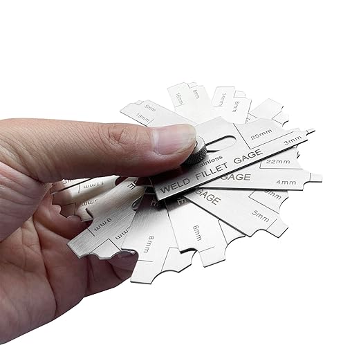 7-Blades 3.2-25.4mm Metric Cam Type Weld Gauge Fillet Weld Set Gage Rl Gauge Stainless Steel Depth Gauges Welding Inspection Test Ulnar for Boilers, Bridges, Shipbuilding