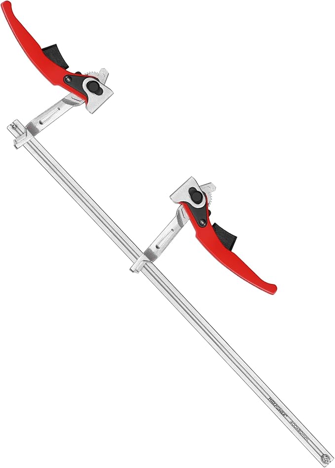 MAXPOWER Ratcheting Table Clamp, 15 3/4" Double Force Bar Clamp, Multifunctional F Clamp for Welding, Woodworking, Metal Working and DIY, Max Clamping Force 705 LBS