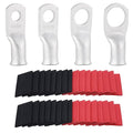 62PCS 4 AWG Tinned Ring Terminal Heat Shrink Tubing Set Copper Wire Lugs 4 Gauge 5/16", 3/8", 1/4", 1/2", 30Pcs Battery Cable Ends and 32PCS Heat Shrink Tubing