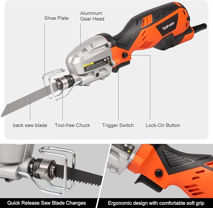 5.0 Amp Variable-Speed Corded Reciprocating Saw - 3000spm for Versatile Cutting, 1/2" Stroke Length, Up to 4-1/2" Cutting Capacity for Wood and Metal