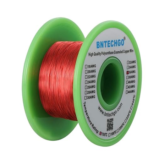 BNTECHGO 36 AWG Magnet Wire - Enameled Copper Wire - Enameled Magnet Winding Wire - 4 oz - 0.0049" Diameter 1 Spool Coil Red Temperature Rating 155℃ Widely Used for Transformers Inductors