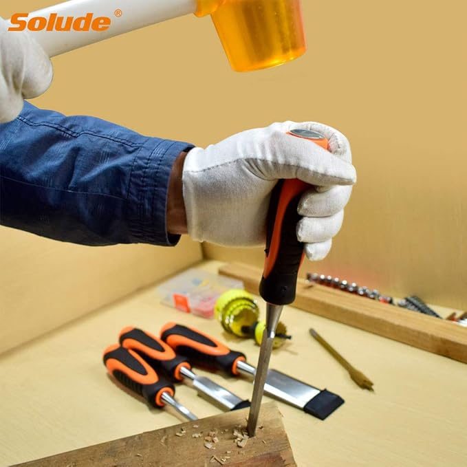 SOLUDE 11Pcs Wood Carving Chisel Set,Heated Treated Cr-V Woodworking Chisels Tool Kit with Sharpening Stone,Honing Guide,Carpenter Pencils