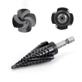 COMOWARE M35 Cobalt Step Drill Bit, 4 Spiral Flute, Step bit with 3/8" Hex Shank, 12 Sizes (3/16" to 7/8"), Steps bits for Metal, Stainless Steel, Aluminum/Wood/Plastic, Unibit for Electricians & DIY