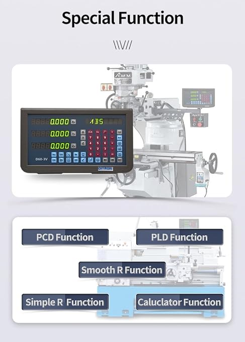 3 Axis DRO Multi-Function Metal Case Digital Readout Display,170mm 520mm 1020mm 5um Magnetic Scales IP67 Encoder Sensor for Lathe Milling Bridgeport Knee Mill