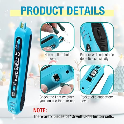 allsun Christmas Light Tester with Bulb Remover & Fuse Tester,Non-Contact Voltage Detector for Holiday Lights, Fuses, Bulbs, AC Power Tester (12V-600V),Light Repairing Tool Not LEDs