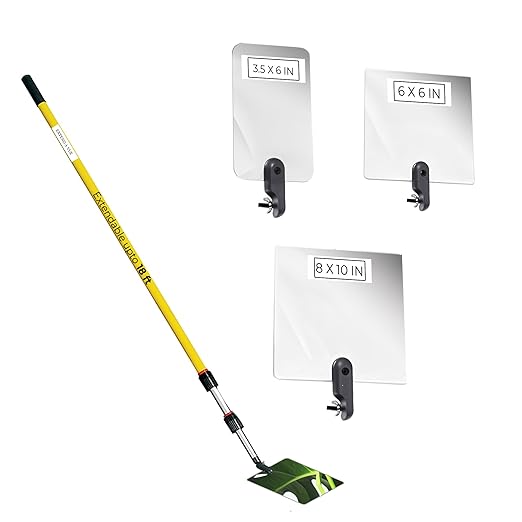 Inspection Mirror - Telescoping Heavy Duty, Lightweight & Durable, 6 ft - 18 ft Pole, 3 Size Acrylic Mirror