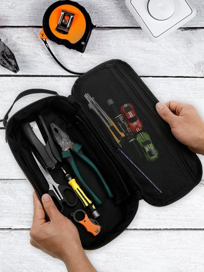 Small Tool Bag with Zipper Handle Heavy Duty Tool Pouch Portable Utility Organizer Case For Multiple Purpose-Tool Organizers and Storage, Small Metal Tools Bags