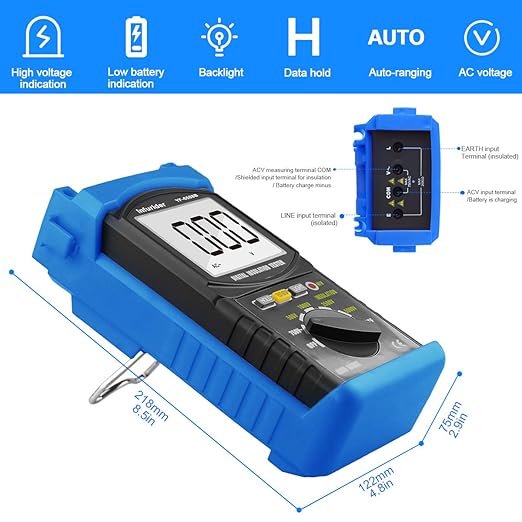 YF-6688B Digital Insulation Resistance Tester MegOhmmeter DC AC Voltmeter,Test Voltage 5000V,Insulation Resistance 200G Ohms with Large LCD Backlit and High Volt Indication