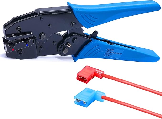 Twidec/Ratchet Crimp Pliers Crimping Tool Ratchet Terminal Crimper Wire Crimp Tool For Crimping Tubular Terminals Nylon Flag Spade Female Connectors HS-07FL