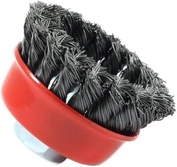 Forney 72757 Wire Cup Brush, Knotted with 5/8-Inch-11 Threaded Arbor, 2-3/4-Inch-by-.020-Inch