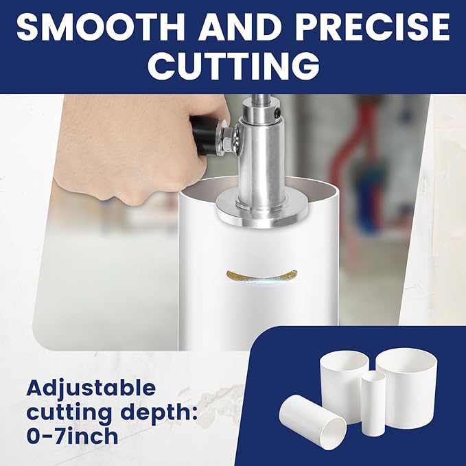 Inside Pipe Cutter For Pvc Pipe with 7 Saw Blades, 1/4" Hex Shank Stainless Steel Adjustable Internal Pipe Cutter Tool PVC Tubing Cutting Kit for Drill