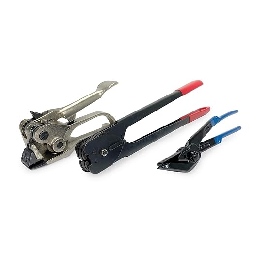 IDL Packaging Round Packages Strapping Tool Set for 3/4" Steel Strapping, 1700 lbs Break Strength – Tensioner, Sealer, Cutter for Metal Banding – Packaging Strapping Tool Kit to Secure Heavy Packages