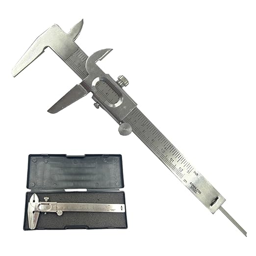Quality Non Digital Vernier Caliper- Professional Metric -Imperial Measuring System Tools for Inside, Outside, Depth & Step Measurements (Stainless Steel Body)