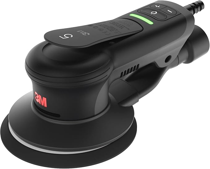 3M Xtract Electric Random Orbital Sander, Ergonomic and Lightweight ROS, 88762, 5 in, Central Vacuum, 3/32 in Orbit, 110V, 350W Motor, Metal Fabrication, Woodworking,Black