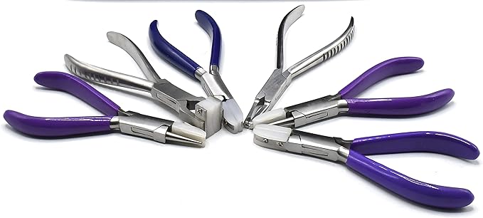 Premium 9 Eyeglass Optical Optician Tools Pliers Bent Nose Rimless W/TWEEZER, Stainless Steel