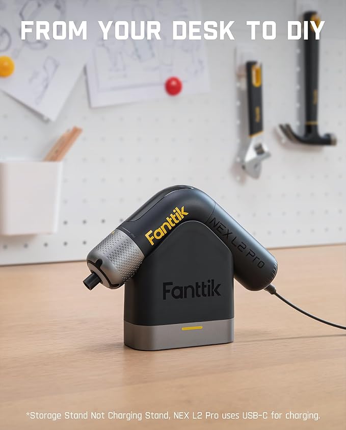 Fanttik L2 Pro Electric Screwdriver set, Cordless Screwdriver, 20 Bits, 1/4‘’Hex Chuck, Max 6N·m Torque, Digital Screen, Variable Speed, 2000mAh Rechargeable Battery, Tech Tool for DIY Enthusiasts