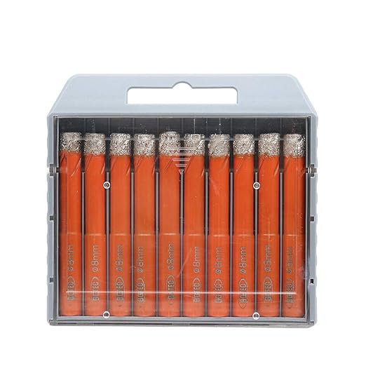 Dry Diamond Drill Bit Set,BGTEC 10pcs 5/16" 8mm Hole Saw for Granite,Marble,Masonry, Concrete, Tile/Ceramic, Glass, Hard Plastic,Vacuum Brazed Diamond Core Drill Bit Kit