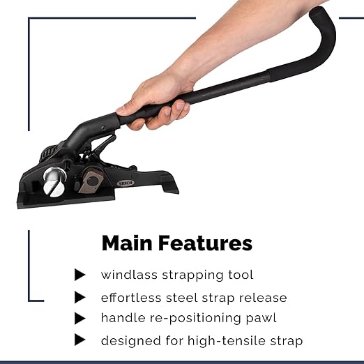 IDL Packaging S-300 Steel Strapping Tensioner for up to 1 1/4" Width Strapping - Heavy-Duty Windlass Tensioner Provide The High Tightening Force - Feedwheel Banding Tool with Long Service Life