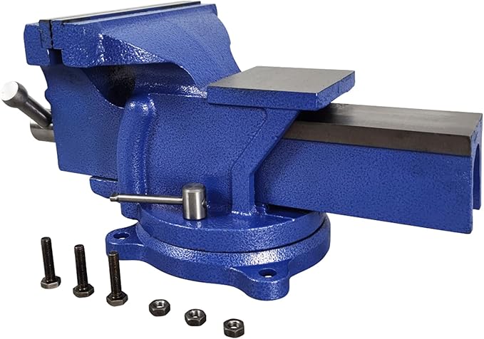 INTBUYING 8-inch Bench Vise Clamping Work-piece Heavy Duty Bench Vise with 360 Degree Swivel Locking Base for Home or Business