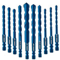10PCS Blue Masonry Drill Bits, Concrete Drill Bit Ceramic Tile Drill Bit Set Tungsten Carbide Tipped Ceramic Tile Drill Bits for Concrete Brick Glass Plastic and Wood（3/16”-1/2”）