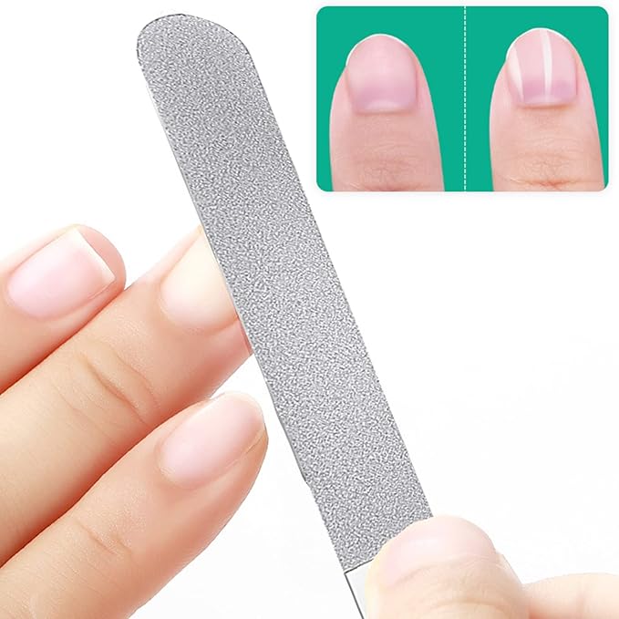5 PCS Diamond Nail File Double Sided Metal Fingernail Manicure Files for Polish Nail, Removes Nail Ridges 7 Inches