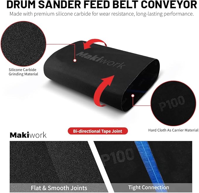 Drum Sander Feed Belt Conveyor Compatible with Delta 18-36 Drum Sander - 100 Grit Silicone Carbide, 18" x 47-1/2"