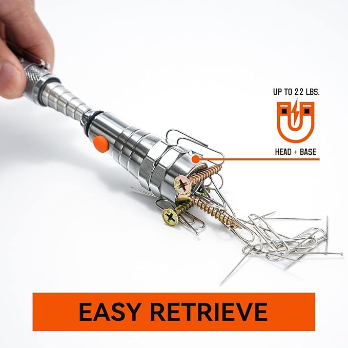 VIBELITE Extendable Magnetic Flashlight with Telescoping Magnet Pickup Tool-Cool Gadget Birthday for Men, Dad, Husband, Him, Father, Mechanic,Tech, Handyman, Boyfriend, Women, Silve