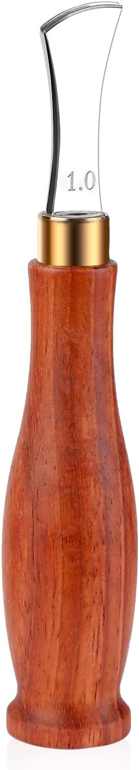 UOOU Leather Edge Creaser,1.0mm Professional Leather Tool,Edge Creaser Stainless Steel Red Wood Handle Tool for Beginners DIY Leather Craft