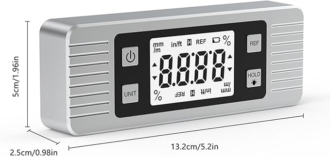 Digital Level Angle Gauge Meter Magnetic Electronic Level Angle Finder Tool Protractor Inclinometer Woodworking Tools with Magnet for Construction, Woodworking and Machinery (Silver)