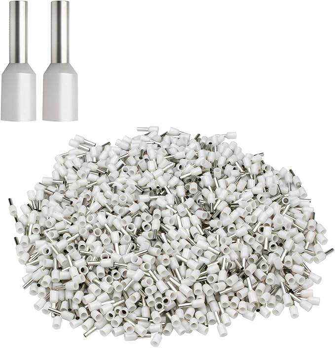 XHF 1000 PCS AWG 22/0.5mm² Wire Ferrules Insulated Copper Crimp Connectors, Crimp Pin Cord End Terminals White