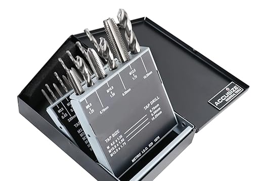 Accusize Industrial Tools Metric 18 Pc H.S.S. Tap and Drill Set, 0001-0052