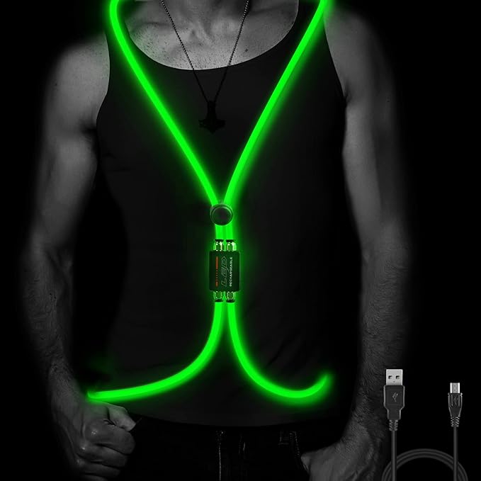 LED Reflective Vest Rechargeable Running Light for Runners High Visibility Safety Vest for Running,Cycling or Walking