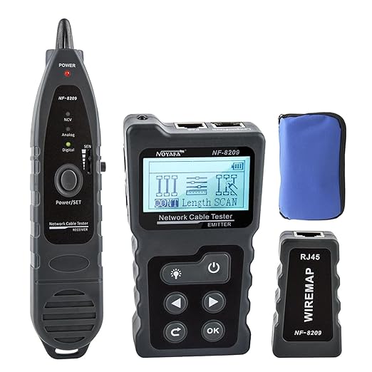 NOYAFA NF-8209 Network Cable Tester, Ethernet Cable Wire Tester with POE & NCV for CAT5/CAT6 Wire Tracer, Length Test, RJ45 Network Tester Kit for Cable Tracer Telephone Line Finder Home Repair